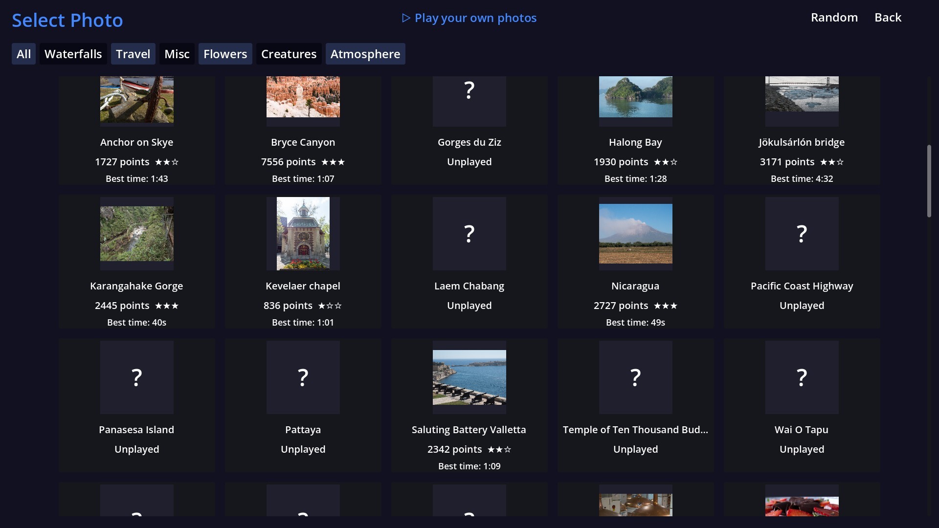 A photograph being uncovered during PhotoBricks gameplay